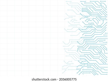 circuit board electronic or electrical blue line on white engineering technology concept vector background