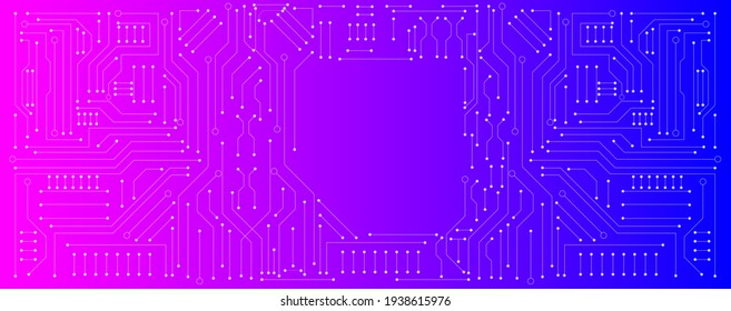 circuit board electronic or electrical line with pink and blue background, science engineering  technology concept vector background 