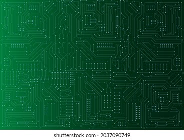 circuit board electronic or electrical line on green engineering technology concept vector background