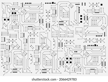tarjeta de circuitos línea electrónica o eléctrica sobre fondo vectorial del concepto de tecnología de ingeniería blanca