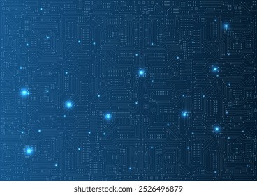 circuit board electronic or electrical line on blue engineering technology concept vector background