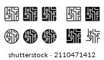 Circuit board or electronic motherboard. lines and dots connect. Vector technology data. Electrical board. digital tech. cpu, pcb printed circuit. Chip process. Input or output. Outline. Cyber crime.