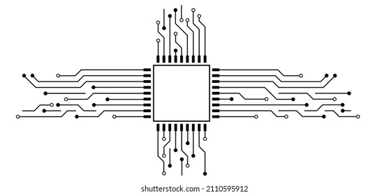 Circuit board or electronic motherboard. lines and dots connect. Vector high-tech technology data. Electrical board. digital tech. cpu, pcb printed circuit. For chip and process.   Input or output.