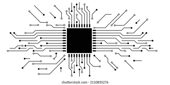 Circuit board or electronic motherboard. lines and dots connect. Vector high-tech technology data. Electrical board. digital tech. cpu, pcb printed circuit. For chip and process.   Input or output.