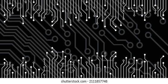 Circuit board or electronic motherboard. lines and dots connect. Vector high-tech technology data. Electrical board. digital tech. cpu, PCB printed circuit. For chip and process.   Input or output.