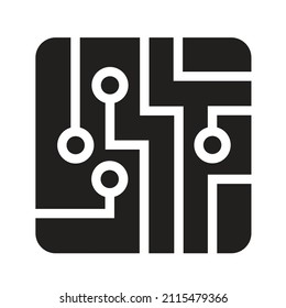 Circuit board or electronic motherboard. lines and dots connect. Vector technology data. Electrical board. digital tech. cpu, pcb printed circuit. For chip and process. Input or output. Outline.