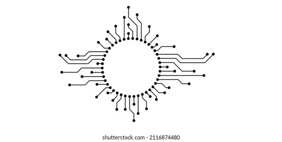 Circuit board or electronic motherboard. lines and dots connect. Vector high-tech technology data. Electrical board. digital tech. cpu, PCB printed circuit. For chip and process.   Input or output.