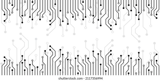 Circuit board or electronic motherboard. lines and dots connect. Vector high-tech technology data. Electrical board. digital tech. cpu, PCB printed circuit. For chip and process. Input or output, ai.