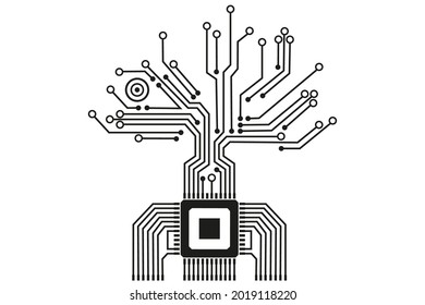 Elektronische Baum-Form der Kreuzung. Elektronische Vektorelemente für Cyberdesign.