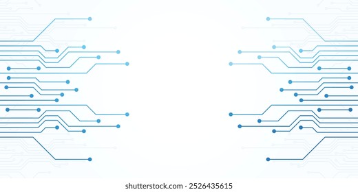 Banner azul da tecnologia digital eletrônica da placa de circuito. Conceito de CPU para Processadores de Computador Central. Chip digital da motherboard Resumo da tecnologia azul.