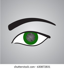 Circuit board female eye. Vector illustration
