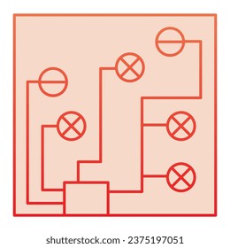 Circuit board flat icon. Electric scheme red icons in trendy flat style. Microchip gradient style design, designed for web and app. Eps 10