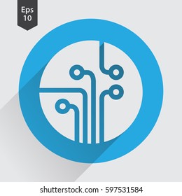 Circuit Board Flat Icon. Simple Sign Of Technology. Vector Illustrated Symbol