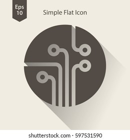 Circuit Board Flat Icon. Simple Sign Of Technology. Vector Illustrated Symbol