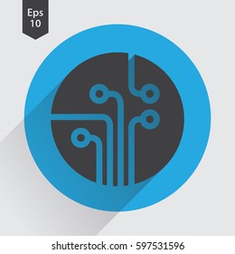 Circuit Board Flat Icon. Simple Sign Of Technology. Vector Illustrated Symbol