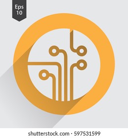Circuit Board Flat Icon. Simple Sign Of Technology. Vector Illustrated Symbol
