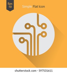 Circuit Board Flat Icon. Simple Sign Of Technology. Vector Illustrated Symbol