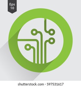 Circuit Board Flat Icon. Simple Sign Of Technology. Vector Illustrated Symbol