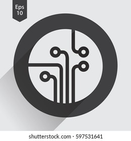 Circuit Board Flat Icon. Simple Sign Of Technology. Vector Illustrated Symbol