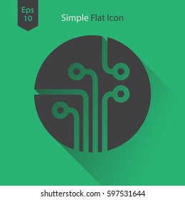 Circuit Board Flat Icon. Simple Sign Of Technology. Vector Illustrated Symbol