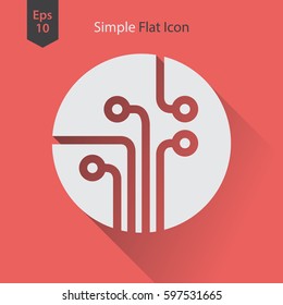 Circuit Board Flat Icon. Simple Sign Of Technology. Vector Illustrated Symbol