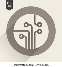 Circuit Board Flat Icon. Simple Sign Of Technology. Vector Illustrated Symbol