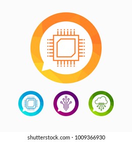 Circuit board flat icon. Technology micro scheme simple illustration.