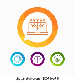 Circuit board flat icon. Technology micro scheme simple illustration.