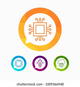 Circuit board flat icon. Technology micro scheme simple illustration.