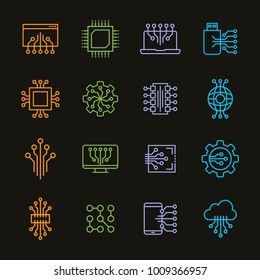 Circuit board flat icon. Technology micro scheme simple illustration.