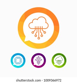 Circuit board flat icon. Technology micro scheme simple illustration.