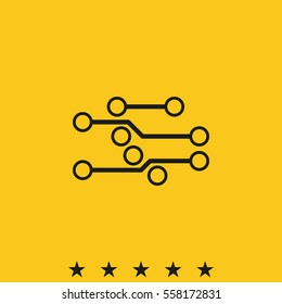 Circuit board flat icon. Technology micro scheme simple illustration.