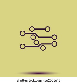Circuit board flat icon. Technology micro scheme simple illustration.
