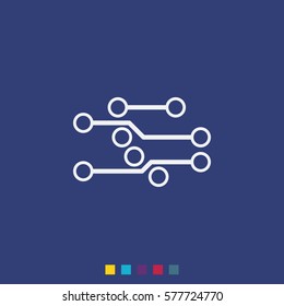 Circuit Board Flat Icon. Technology Micro Scheme Simple Illustration.