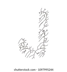 Circuit board font.Letter J