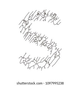 Circuit board font.Letter S