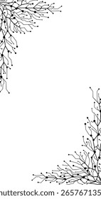 Circuit board frame with a futuristic technology design. Minimalist abstract border of lines and dots representing a digital network.	