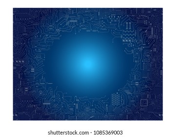 circuit board frame on blue background vector illustration 
