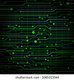 Circuit Board Future Scifi Technology Pattern Vector Background. Blue Abstract Communication Trace Connection Illustration.