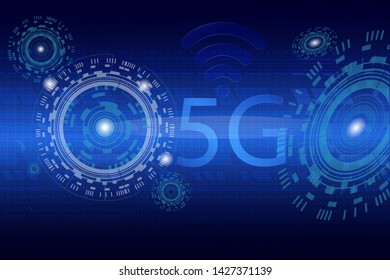  Circuit board future technology, 5g future technology concept blue background