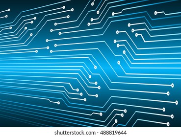 Circuit Board. future technology, blue cyber security concept background, abstract hi speed digital internet.