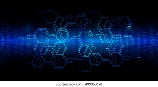 Circuit Board. future technology, blue cyber security concept background, abstract hi speed digital internet. vector
