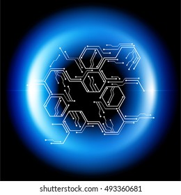 Circuit Board. future technology, blue cyber security concept background, abstract hi speed digital internet. vector