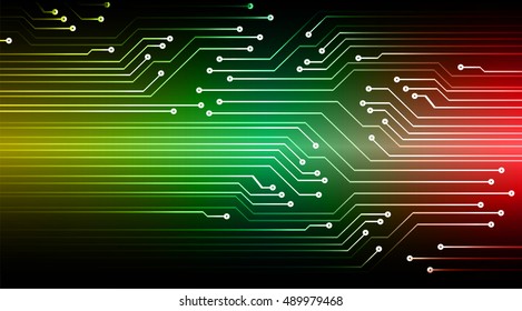Circuit Board. future technology, green red yellow cyber security concept background, abstract hi speed digital internet. vector