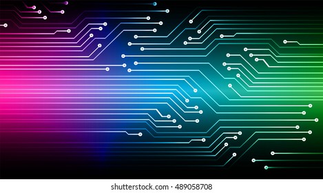 Circuit Board. future technology, pink blue green cyber security concept background, abstract hi speed digital internet.