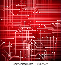 Circuit Board. future technology, red cyber security concept background, abstract hi speed digital internet. vector