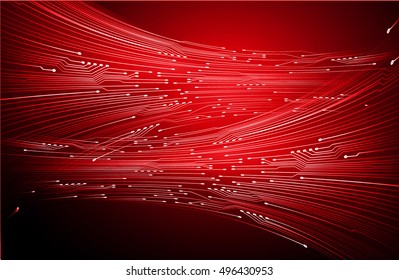 Circuit Board. future technology, red cyber security concept background, abstract hi speed digital internet. vector