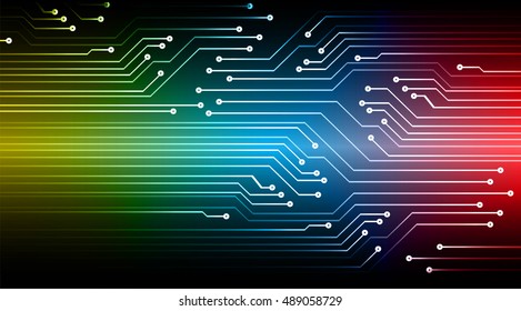 Circuit Board. future technology, yellow red blue cyber security concept background, abstract hi speed digital internet.