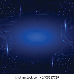 Circuit board futuristic digital technology communication system blue background template vector design. HUD element technology control panel light texture illustration.
