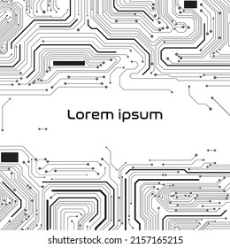 Tarjeta De Circuito Futurista Modelo Moderno Espacio De Copia De Escala De Grises Para Información Fondo Del Vector De Texto Infográfico